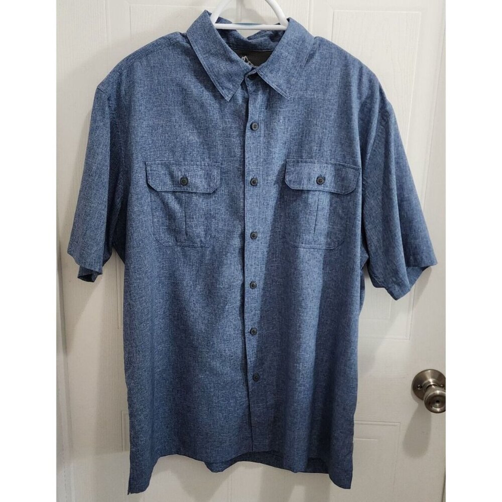 Croft & Barrow Blue Quick Dry Vented Short Sleeve Button Up Fishing Shirt Size L